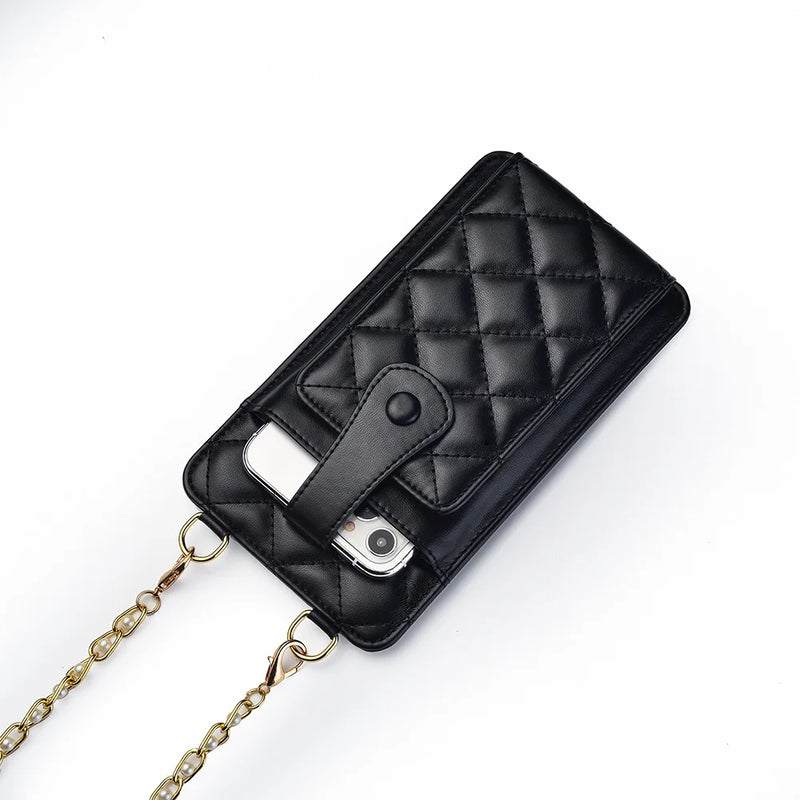 VM KISS Chain Small Phone Bag Women Pu Leather Ladie Mini Plaid Crossbody