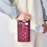 VM KISS Chain Small Phone Bag Women Pu Leather Ladie Mini Plaid Crossbody