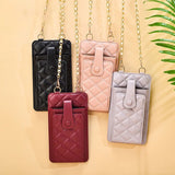 VM KISS Chain Small Phone Bag Women Pu Leather Ladie Mini Plaid Crossbody
