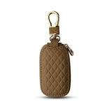 Real Leather Plaid Button Car Key Bag Holder Wallet