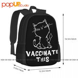 Vaccinate This Cat Joke Anti Vaxxer Backpack Large Capacity