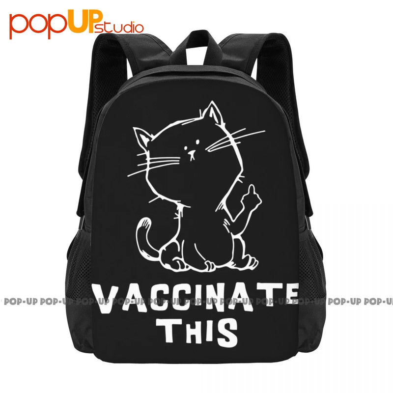 Vaccinate This Cat Joke Anti Vaxxer Backpack Large Capacity