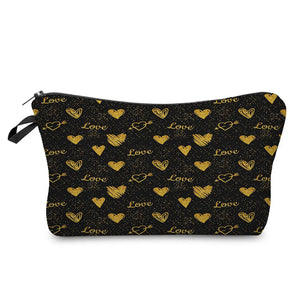 Floral Love Print Makeup Bag Portable Travel Organizer