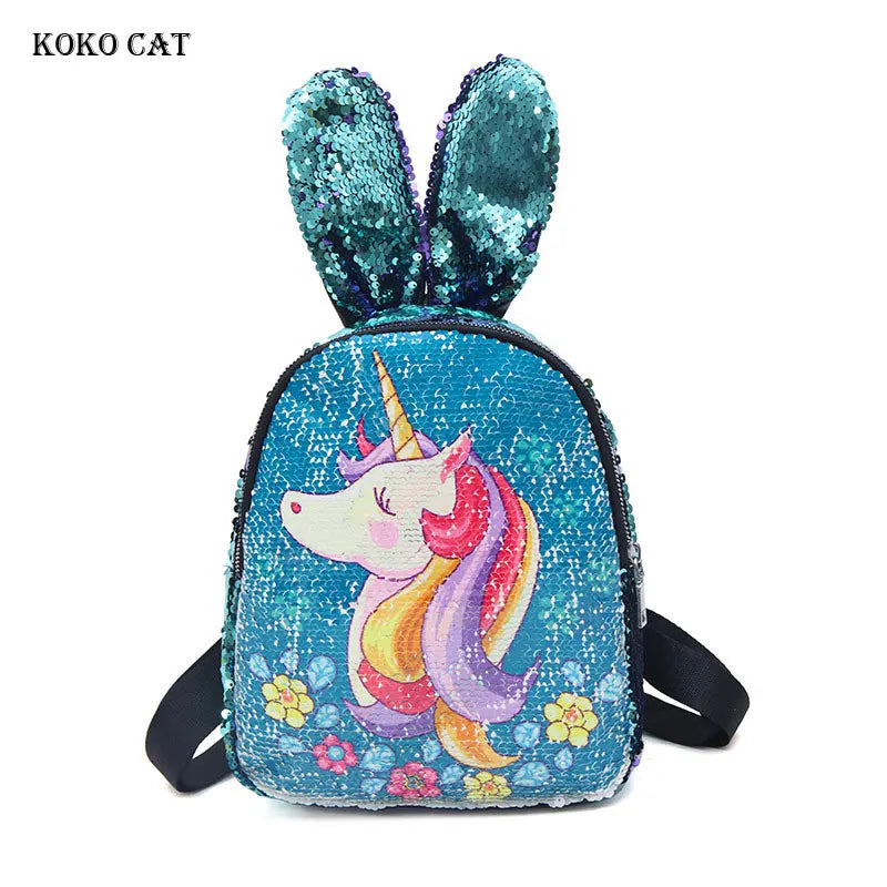 Sequins Unicorn Backpack holographic school bag for girls