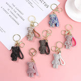 Strass Rhinestone Bear Keychain Leather Strap Car Bag Pendant Llaveros Para