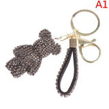 Strass Rhinestone Bear Keychain Leather Strap Car Bag Pendant Llaveros Para