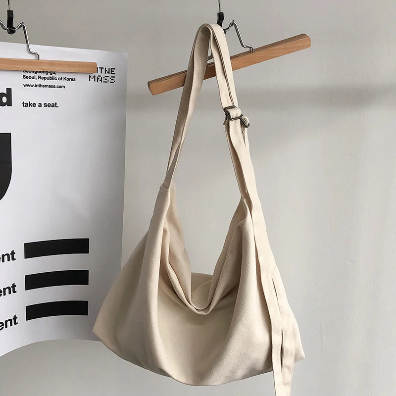 Vegan Canvas Shopping Bag Large Capacity Foldable And Reusable Unisex Bag