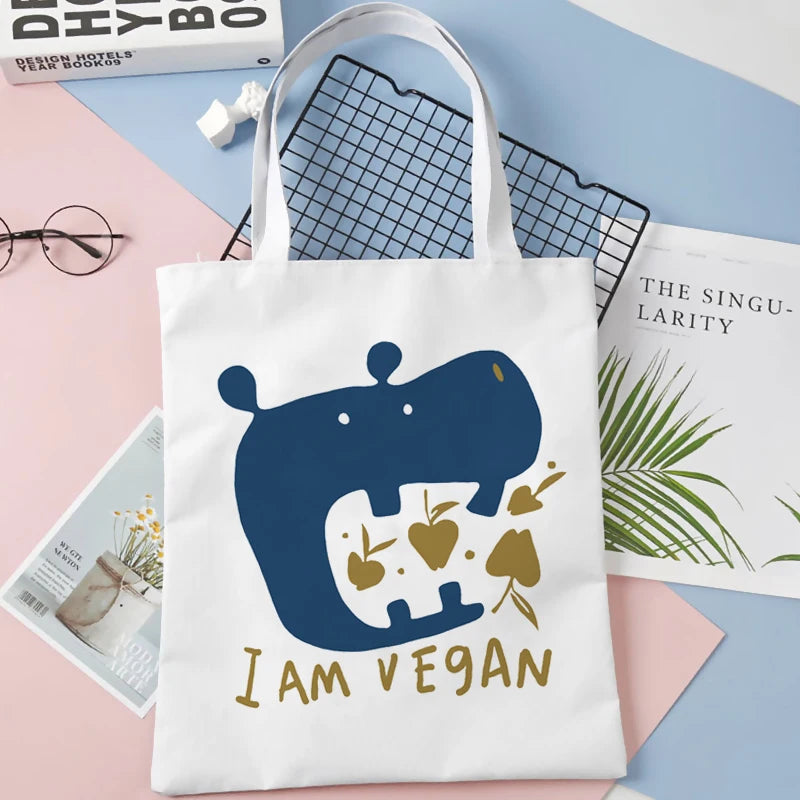 Vegan Female Shoulder Canvas Tote Shopping Bag Art Large Capacity
