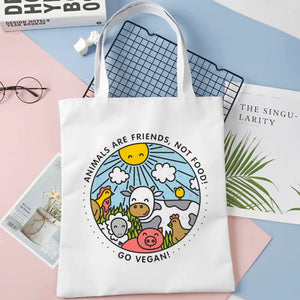 Vegan Female Shoulder Canvas Tote Shopping Bag Art Large Capacity