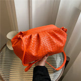 Vegan Leather Woven Crossbody Bags Women Casual Shoulder Handbags