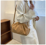 Vegan Leather Woven Crossbody Bags Women Casual Shoulder Handbags