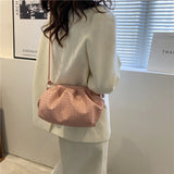 Vegan Leather Woven Crossbody Bags Women Casual Shoulder Handbags