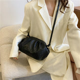 Vegan Leather Woven Crossbody Bags Women Casual Shoulder Handbags