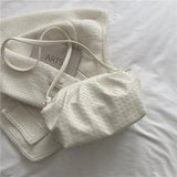 Vegan Leather Woven Crossbody Bags Women Casual Shoulder Handbags