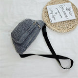 Vegan Plush Waist Bag Women Fanny Packs Casual Crossbody Sling Bag