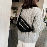 Vegan Plush Waist Bag Women Fanny Packs Casual Crossbody Sling Bag