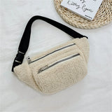 Vegan Plush Waist Bag Women Fanny Packs Casual Crossbody Sling Bag