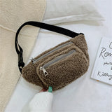 Vegan Plush Waist Bag Women Fanny Packs Casual Crossbody Sling Bag