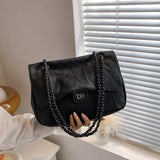 Vegan Leather Quilted Crossbody Bag with Chain Strap & Tassel