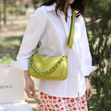 Quilted Vegan Leather Shoulder Bag with Colorful Chain Strap