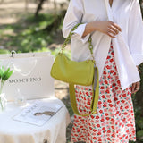 Quilted Vegan Leather Shoulder Bag with Colorful Chain Strap