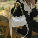 Quilted Vegan Leather Shoulder Bag with Colorful Chain Strap