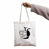 Gothic Vegan Women Canvas Bag Horror Cartoon Large Shopper Bag