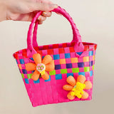 Tulip Flower Woven Handbag for Women