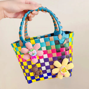 Tulip Flower Woven Handbag for Women