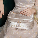 Velvet Cosmetic Bag Large Capacity Star Print Makeup Girls Travel Wash