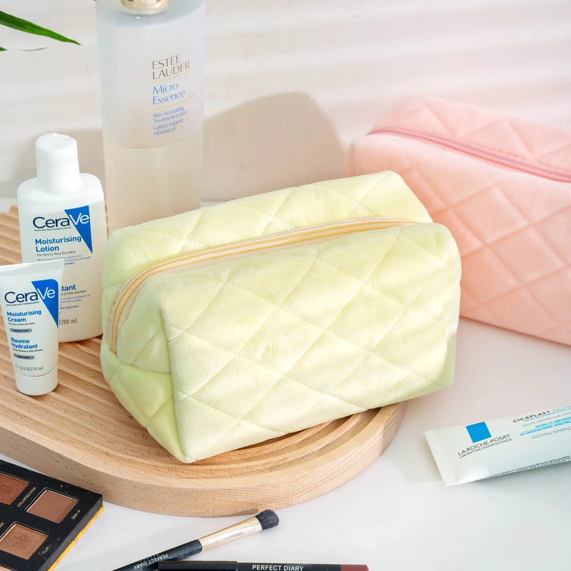 Velvet Cosmetic Case Large Capacity Soft Pillow Bag Girls Portable Storage Bag
