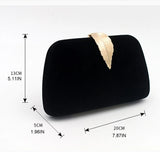 Velvet Evening Handbag Chain Shoulder Bag Leaf Buckle Banquet Purse