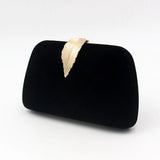 Velvet Evening Handbag Chain Shoulder Bag Leaf Buckle Banquet Purse