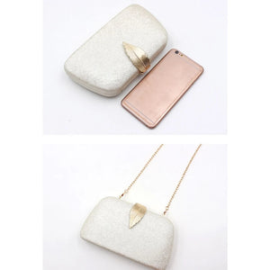 Velvet Evening Handbag Chain Shoulder Bag Leaf Buckle Banquet Purse