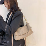 Velvet Handbags Metal Chain Women Shoulder Bag Soft Clutch Solid Shoulder Bags