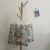 Velvet Handbag Embroidery Flower Tote Bag