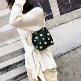 Velvet Handbag for Women Girls Shopper Purses Small flower decor