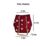 Velvet Handbag for Women Girls Shopper Purses Small flower decor