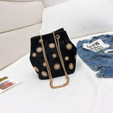 Velvet Handbag for Women Girls Shopper Purses Small flower decor