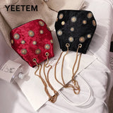 Velvet Messenger Bag Chain Small Crossbody Bags For Women Golden