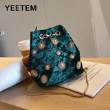 Velvet Messenger Bag Chain Small Crossbody Bags For Women Golden