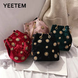 Velvet Messenger Bag Chain Small Crossbody Bags For Women Golden