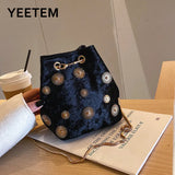 Velvet Messenger Bag Chain Small Crossbody Bags For Women Golden