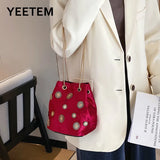 Velvet Messenger Bag Chain Small Crossbody Bags For Women Golden