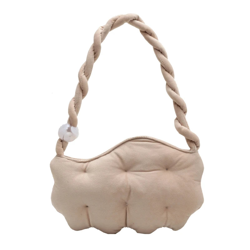 Velvet Pea Shaped Shoulder Bag Women's Puffy Folds Handbags