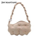 Velvet Pea Shaped Shoulder Bag Women's Puffy Folds Handbags