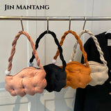 Velvet Pea Shaped Shoulder Bag Women's Puffy Folds Handbags