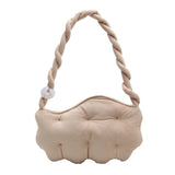 Velvet Pea Shaped Shoulder Bag Women's Puffy Folds Handbags