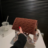 Vintage Velvet Shoulder Bag Chain Messenger Quilted Simple Casual Soft