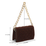 Vintage Velvet Shoulder Bag Chain Messenger Quilted Simple Casual Soft